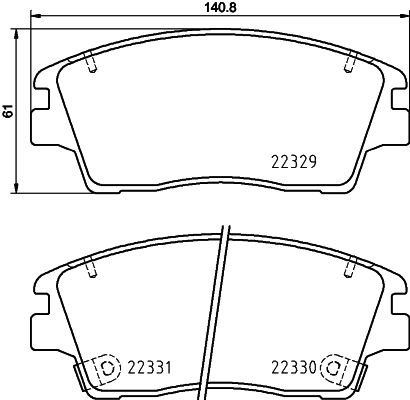Bremsbelagsatz, Scheibenbremse Vorderachse Hella 8DB 355 031-671 von Hella
