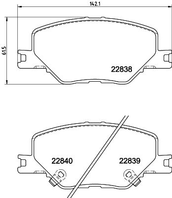 Bremsbelagsatz, Scheibenbremse Vorderachse Hella 8DB 355 039-061 von Hella