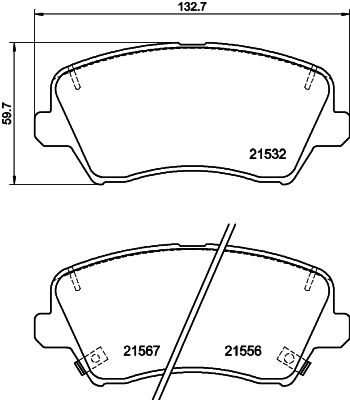 Bremsbelagsatz, Scheibenbremse Vorderachse Hella 8DB 355 039-971 von Hella