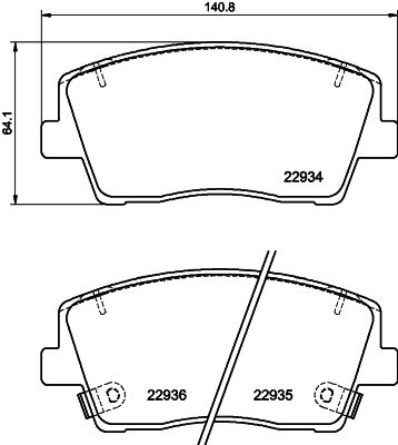 Bremsbelagsatz, Scheibenbremse Vorderachse Hella 8DB 355 040-111 von Hella