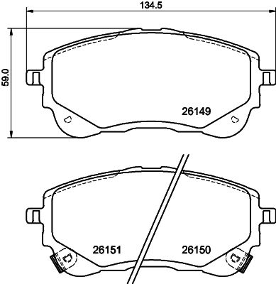 Bremsbelagsatz, Scheibenbremse Vorderachse Hella 8DB 355 040-191 von Hella