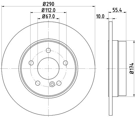 Bremsscheibe Hinterachse Hella 8DD 355 104-321 von Hella