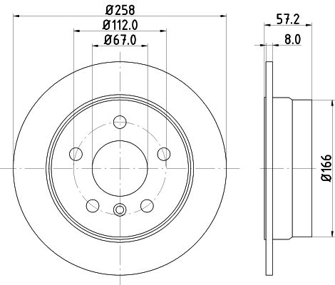 Bremsscheibe Hinterachse Hella 8DD 355 111-101 von Hella
