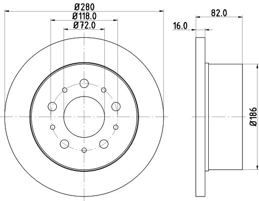 Bremsscheibe Hinterachse Hella 8DD 355 113-711 von Hella