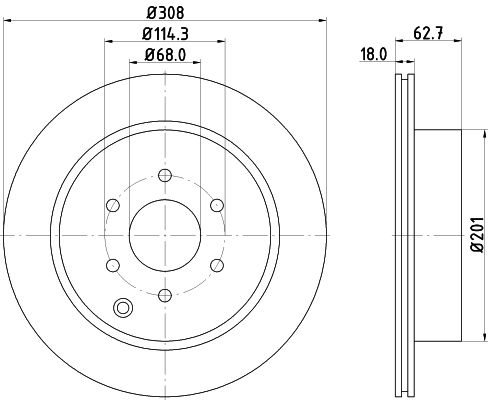 Bremsscheibe Hinterachse Hella 8DD 355 115-851 Bremsscheibe Hinterachse Hella 8DD 355 115-851 von Hella
