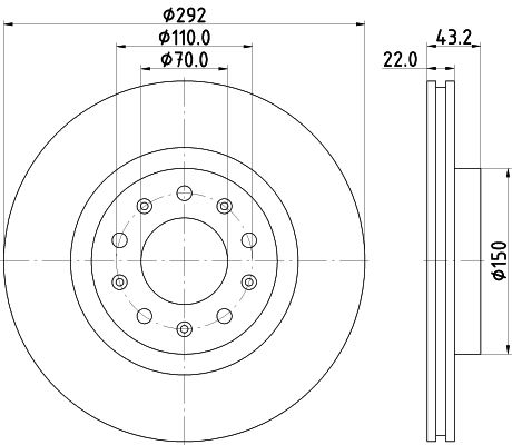 Bremsscheibe Hinterachse Hella 8DD 355 116-691 von Hella
