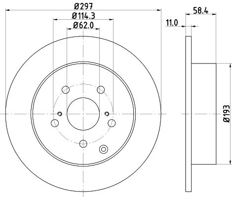 Bremsscheibe Hinterachse Hella 8DD 355 116-811 von Hella