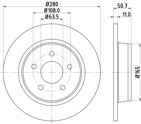 Bremsscheibe Hinterachse Hella 8DD 355 118-211 von Hella