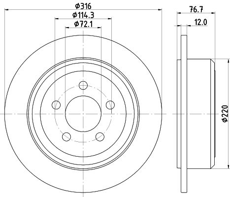 Bremsscheibe Hinterachse Hella 8DD 355 122-221 von Hella