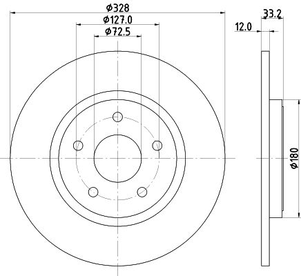 Bremsscheibe Hinterachse Hella 8DD 355 125-311 von Hella
