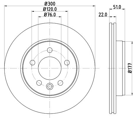 Bremsscheibe Hinterachse Hella 8DD 355 125-571 von Hella