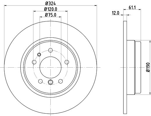 Bremsscheibe Hinterachse Hella 8DD 355 127-111 von Hella