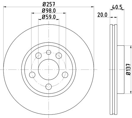 Bremsscheibe Vorderachse Hella 8DD 355 105-621 Bremsscheibe Vorderachse Hella 8DD 355 105-621 von Hella