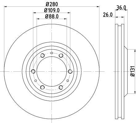 Bremsscheibe Vorderachse Hella 8DD 355 106-001 Bremsscheibe Vorderachse Hella 8DD 355 106-001 von Hella