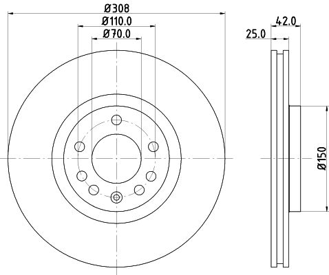Bremsscheibe Vorderachse Hella 8DD 355 108-231 Bremsscheibe Vorderachse Hella 8DD 355 108-231 von Hella