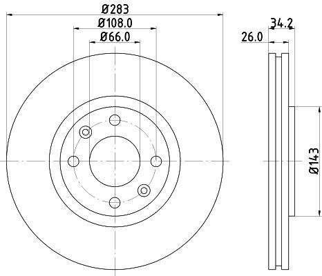 Bremsscheibe Vorderachse Hella 8DD 355 108-371 Bremsscheibe Vorderachse Hella 8DD 355 108-371 von Hella