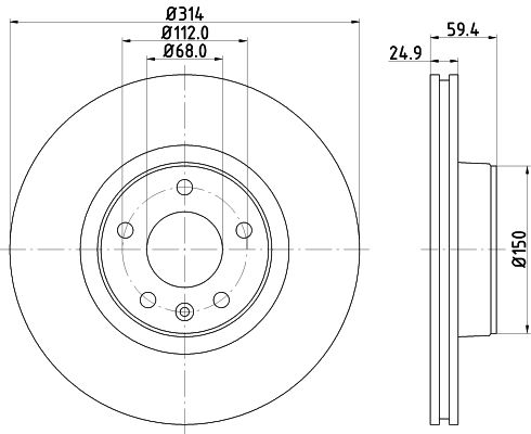 Bremsscheibe Vorderachse Hella 8DD 355 111-121 Bremsscheibe Vorderachse Hella 8DD 355 111-121 von Hella
