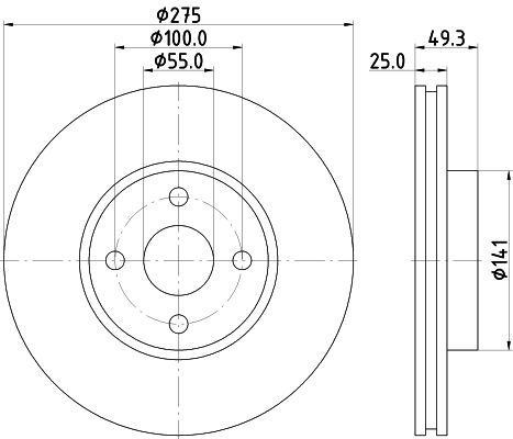 Bremsscheibe Vorderachse Hella 8DD 355 115-741 Bremsscheibe Vorderachse Hella 8DD 355 115-741 von Hella