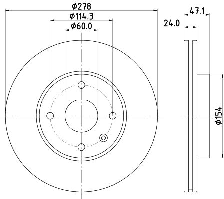 Bremsscheibe Vorderachse Hella 8DD 355 117-061 von Hella
