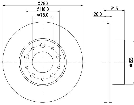 Bremsscheibe Vorderachse Hella 8DD 355 125-421 von Hella