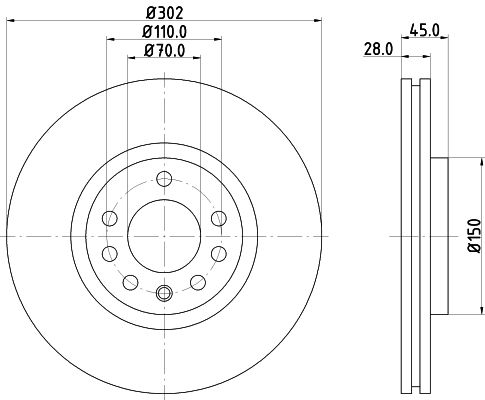 Bremsscheibe Vorderachse Hella 8DD 355 127-831 von Hella