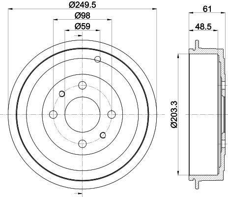 Bremstrommel Hinterachse Hella 8DT 355 301-421 Bremstrommel Hinterachse Hella 8DT 355 301-421 von Hella