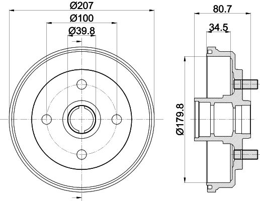 Bremstrommel Hinterachse Hella 8DT 355 302-061 von Hella