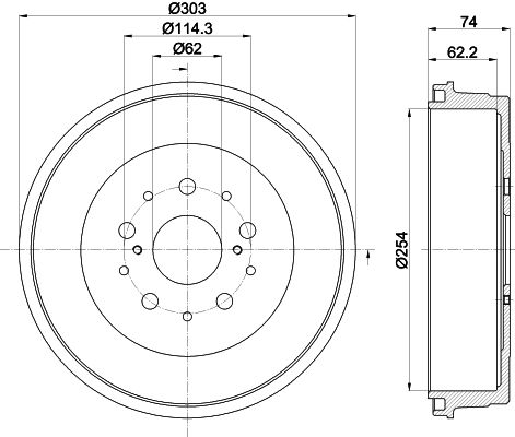 Bremstrommel Hinterachse Hella 8DT 355 302-511 von Hella