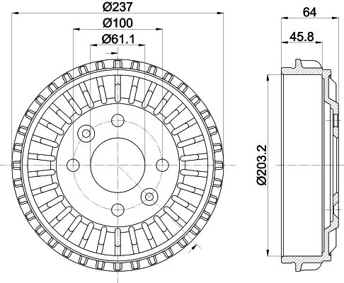 Bremstrommel Hinterachse Hella 8DT 355 303-261 Bremstrommel Hinterachse Hella 8DT 355 303-261 von Hella