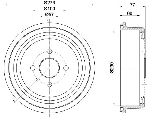 Bremstrommel Hinterachse Hella 8DT 355 303-451 von Hella
