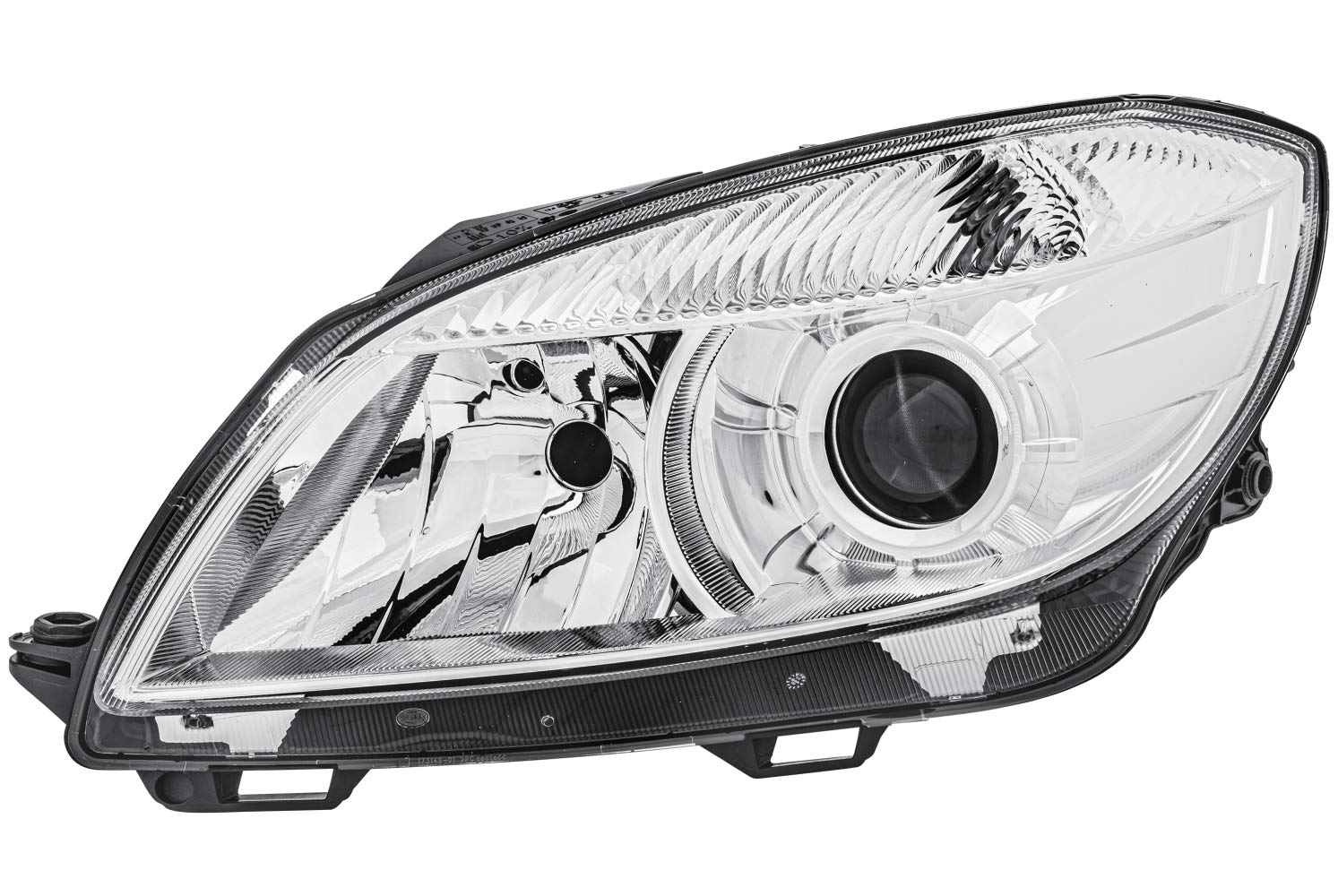 HELLA 1EL 010 417-371 FF/DE/Halogen Scheinwerfer - für u.a. Skoda Fabia II (542) - chrom - ECE - für Rechtsverkehr - links von Hella