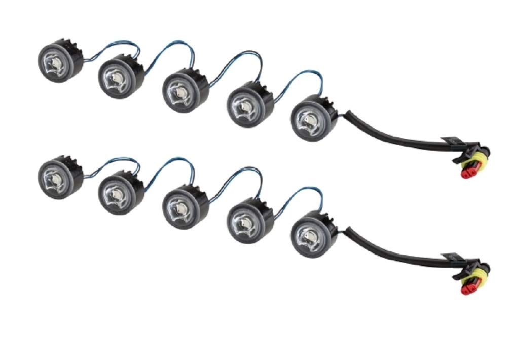 HELLA - LED-Tagfahrleuchtensatz - LEDayFlex - 12/24V - rund - Einbau - Lichtscheibenfarbe: glasklar - Kabel: 120mm - Fahrzeugfront - Satz - 2PT 010 458-701 von Hella