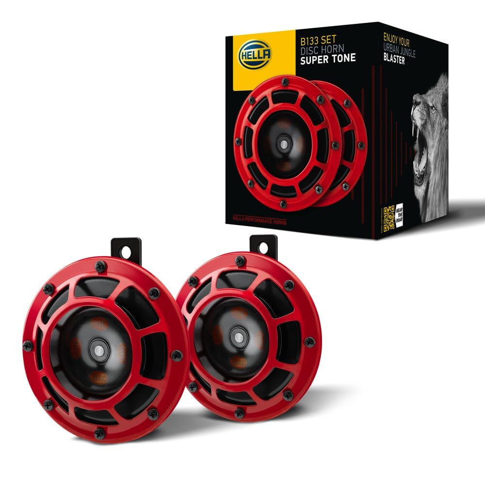 HELLA Horn - HELLA PERFORMANCE HORN B133 SET - 12V - 118dB(A) - Frequenzbereich: 300/500Hz - Tiefton/Hochton - elektrisch - ECE - Gehäusefarbe: rot/schwarz - Flachsteckanschluss - 3AG 003 399-801 HELLA Horn - HELLA PERFORMANCE HORN B133 SET - 12V - 118dB(A) - Frequenzbereich: 300/500Hz - Tiefton/Hochton - elektrisch - ECE - Gehäusefarbe: rot/schwarz - Flachsteckanschluss - 3AG 003 399-801 von Hella
