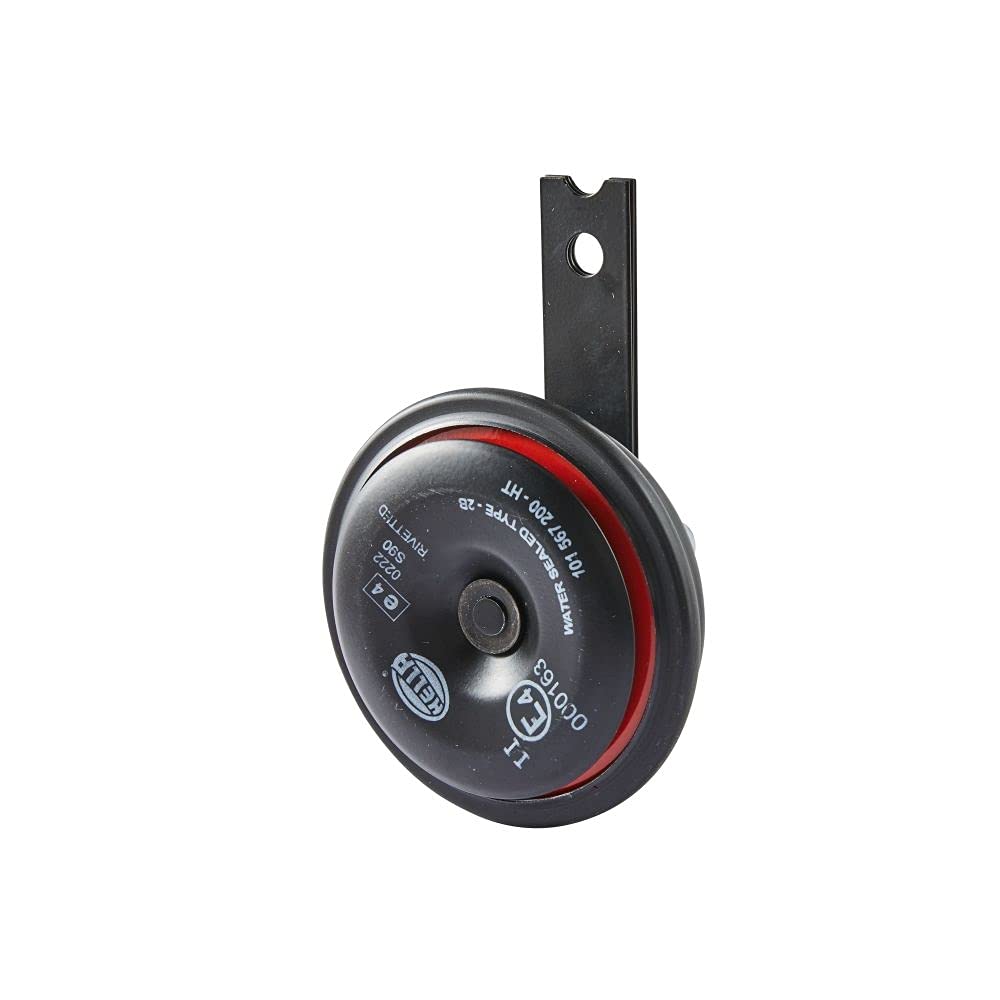 HELLA Horn - S90 - 12V - 113dB(A) - Frequenzbereich: 415Hz - Hochton - ECE - Gehäusefarbe: rot/schwarz - Flachsteckanschluss - 3AL 922 000-961 von Hella