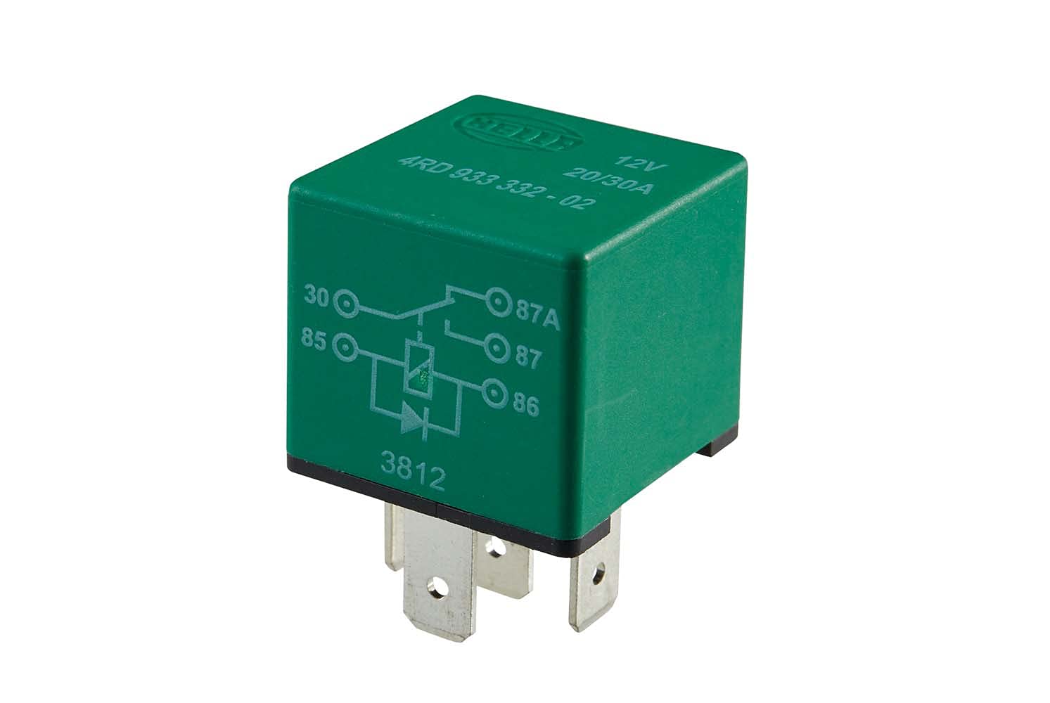 HELLA Relais, Arbeitsstrom - 12V - 5-polig - Wechsler - mit Löschdiode - 4RD 933 332-021, grün HELLA Relais, Arbeitsstrom - 12V - 5-polig - Wechsler - mit Löschdiode - 4RD 933 332-021, grün von Hella