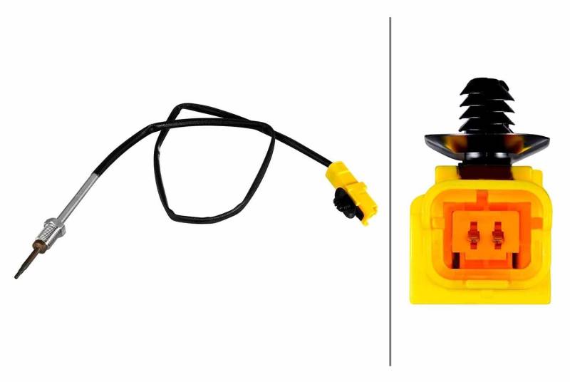 HELLA 6PT 010 376-591 Sensor, Abgastemperatur - 2-polig - geschraubt - Kabel: 590mm von Hella