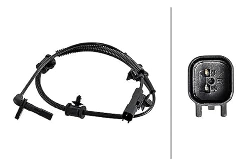 HELLA 6PU 230 048-161 Sensor, Raddrehzahl - 2-polig - Vorderachse - Kabel: 740mm - mit Befestigungsclips am Kabel von Hella