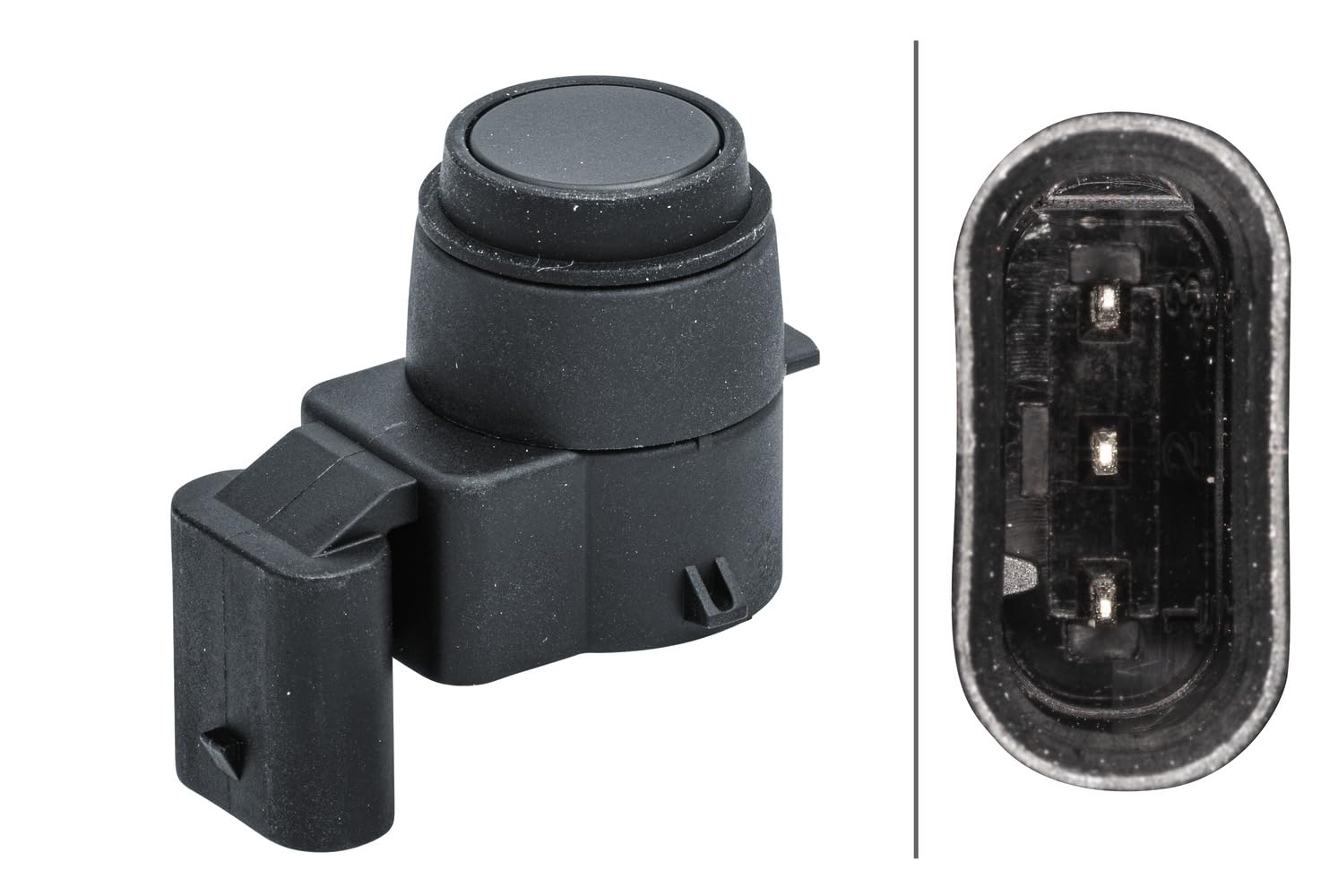 HELLA 6PX 358 141-401 Sensor, Einparkhilfe - gewinkelt - 3-polig - gesteckt - lackierbar von Hella