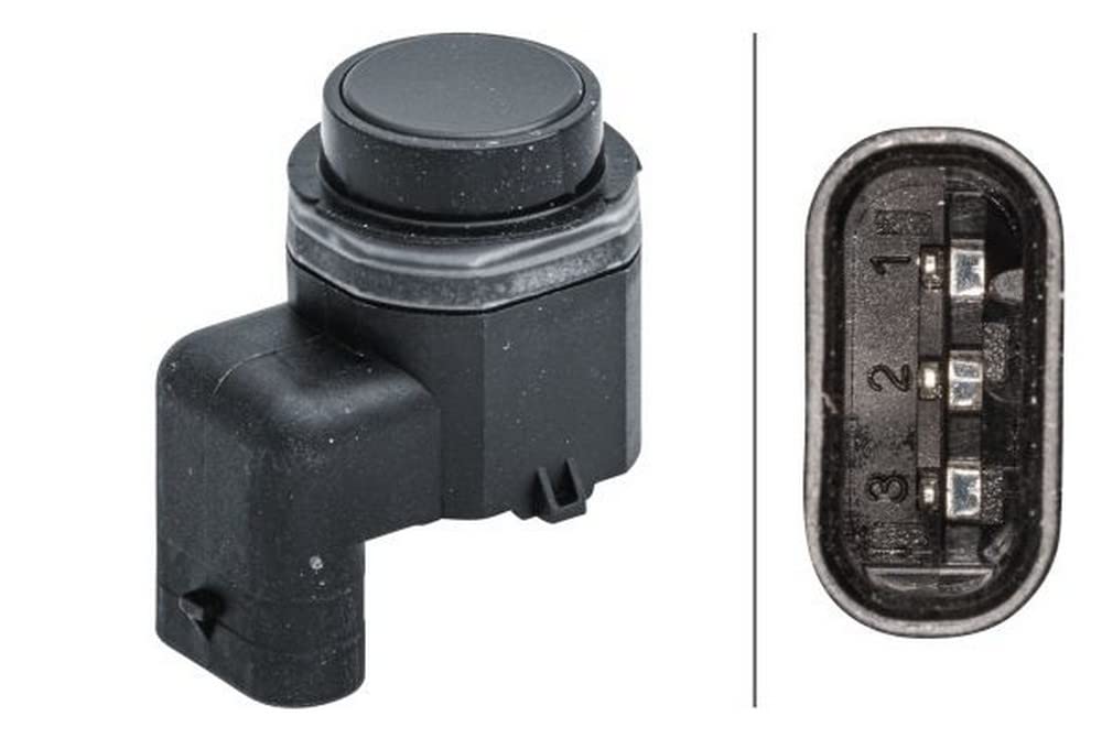 HELLA 6PX 358 141-621 Sensor, Einparkhilfe - gewinkelt - 3-polig - gesteckt - lackierbar von Hella