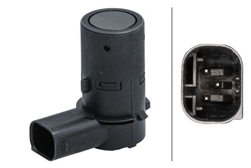 HELLA 6PX 358 141-681 Sensor, Einparkhilfe - gewinkelt - 3-polig - gesteckt - lackierbar von Hella