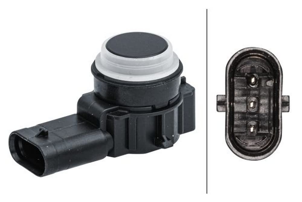 HELLA 6PX 358 141-691 Sensor, Einparkhilfe - gewinkelt - 3-polig - gesteckt - lackierbar von Hella