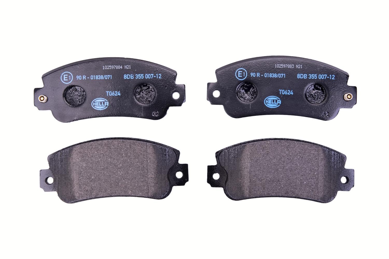 HELLA Bremsbeläge vorne - mit Warnkontakt - vier Bremsbeläge pro Set - T0624 - für u.a. AUTOBIANCHI / FIAT / LANCIA / SEAT - 8DB 355 007-121 HELLA Bremsbeläge vorne - mit Warnkontakt - vier Bremsbeläge pro Set - T0624 - für u.a. AUTOBIANCHI / FIAT / LANCIA / SEAT - 8DB 355 007-121 von Hella