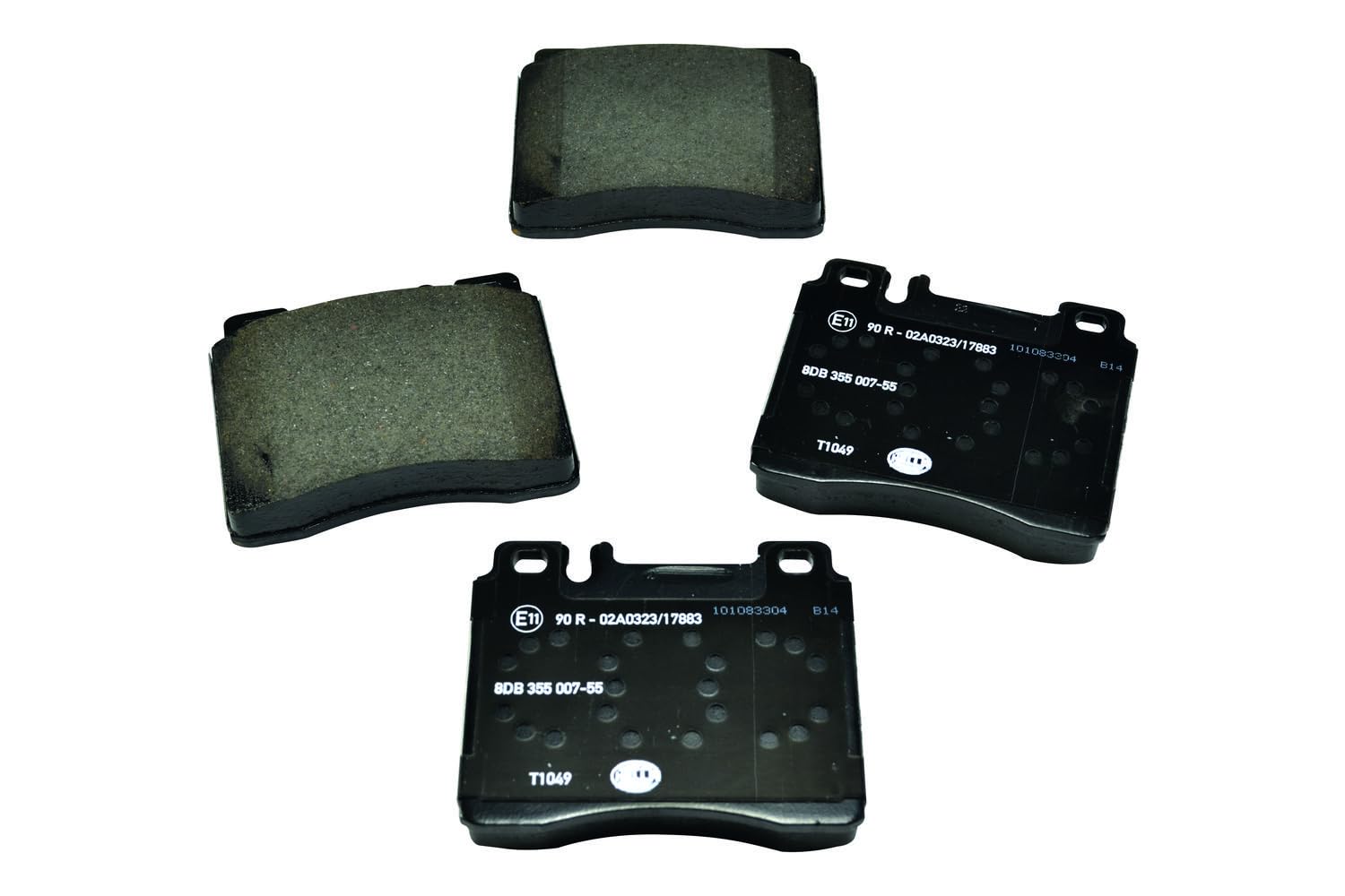 HELLA Bremsbeläge vorne - für Verschleißwarnanzeiger vorbereitet - vier Bremsbeläge pro Set - T1049 - für u.a. MERCEDES-BENZ - 8DB 355 007-551 HELLA Bremsbeläge vorne - für Verschleißwarnanzeiger vorbereitet - vier Bremsbeläge pro Set - T1049 - für u.a. MERCEDES-BENZ - 8DB 355 007-551 von Hella