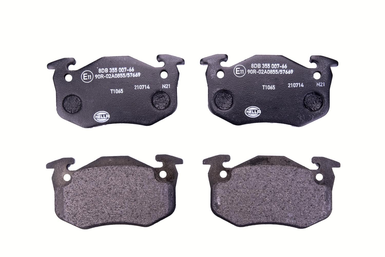 HELLA Bremsbeläge vorne - nicht für Verschleißwarnanzeiger vorbereitet - vier Bremsbeläge pro Set - T1065 - für u.a. RENAULT - 8DB 355 007-661 HELLA Bremsbeläge vorne - nicht für Verschleißwarnanzeiger vorbereitet - vier Bremsbeläge pro Set - T1065 - für u.a. RENAULT - 8DB 355 007-661 von Hella
