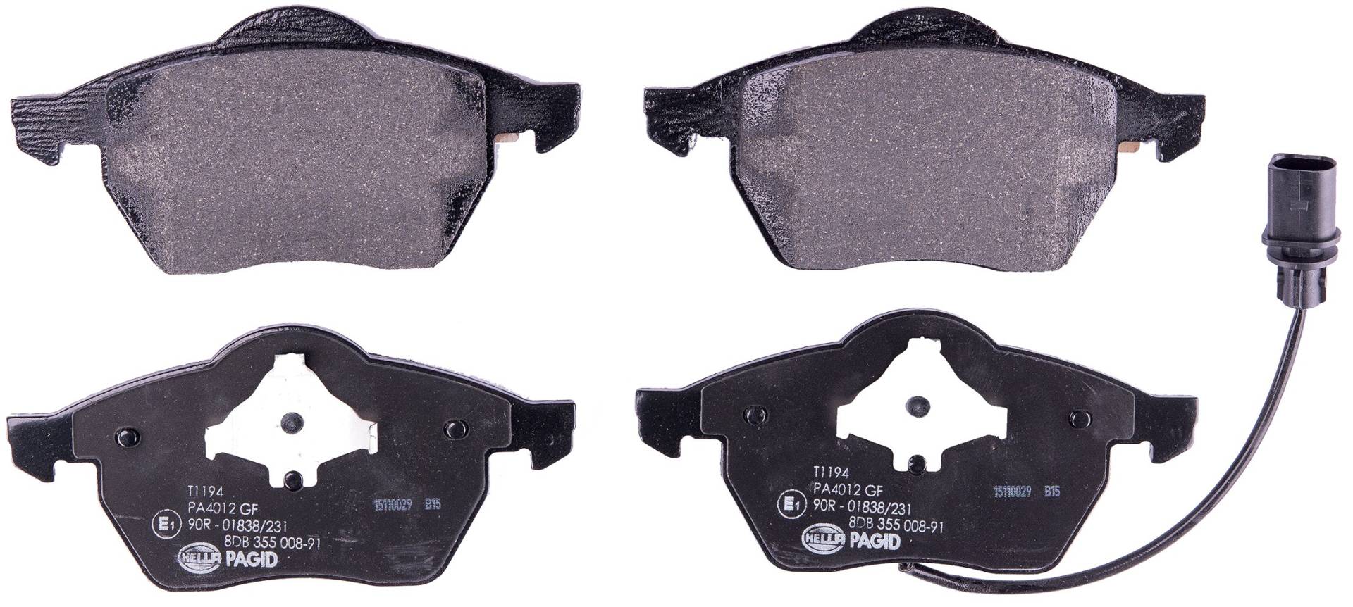 HELLA Bremsbeläge vorne - mit Warnkontakt - vier Bremsbeläge pro Set - T1194 - für u.a. FORD / SEAT / VOLKSWAGEN - 8DB 355 008-911 HELLA Bremsbeläge vorne - mit Warnkontakt - vier Bremsbeläge pro Set - T1194 - für u.a. FORD / SEAT / VOLKSWAGEN - 8DB 355 008-911 von Hella