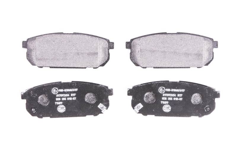 HELLA Bremsbeläge hinten - mit akustischer Verschleißwarnung - vier Bremsbeläge pro Set - T1401 - für u.a. KIA - 8DB 355 010-871 von Hella