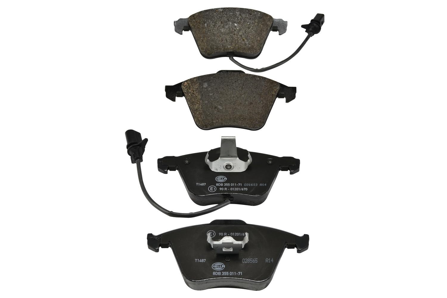 HELLA Bremsbeläge vorne - mit Warnkontakt - vier Bremsbeläge pro Set - T1487 - für u.a. AUDI - 8DB 355 011-711 HELLA Bremsbeläge vorne - mit Warnkontakt - vier Bremsbeläge pro Set - T1487 - für u.a. AUDI - 8DB 355 011-711 von Hella