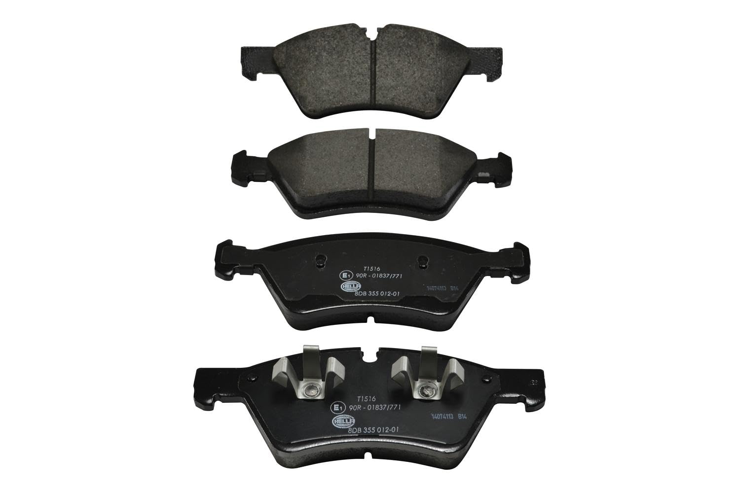 HELLA Bremsbeläge vorne - für Verschleißwarnanzeiger vorbereitet - vier Bremsbeläge pro Set - T1516 - für u.a. MERCEDES-BENZ - 8DB 355 012-011 HELLA Bremsbeläge vorne - für Verschleißwarnanzeiger vorbereitet - vier Bremsbeläge pro Set - T1516 - für u.a. MERCEDES-BENZ - 8DB 355 012-011 von Hella
