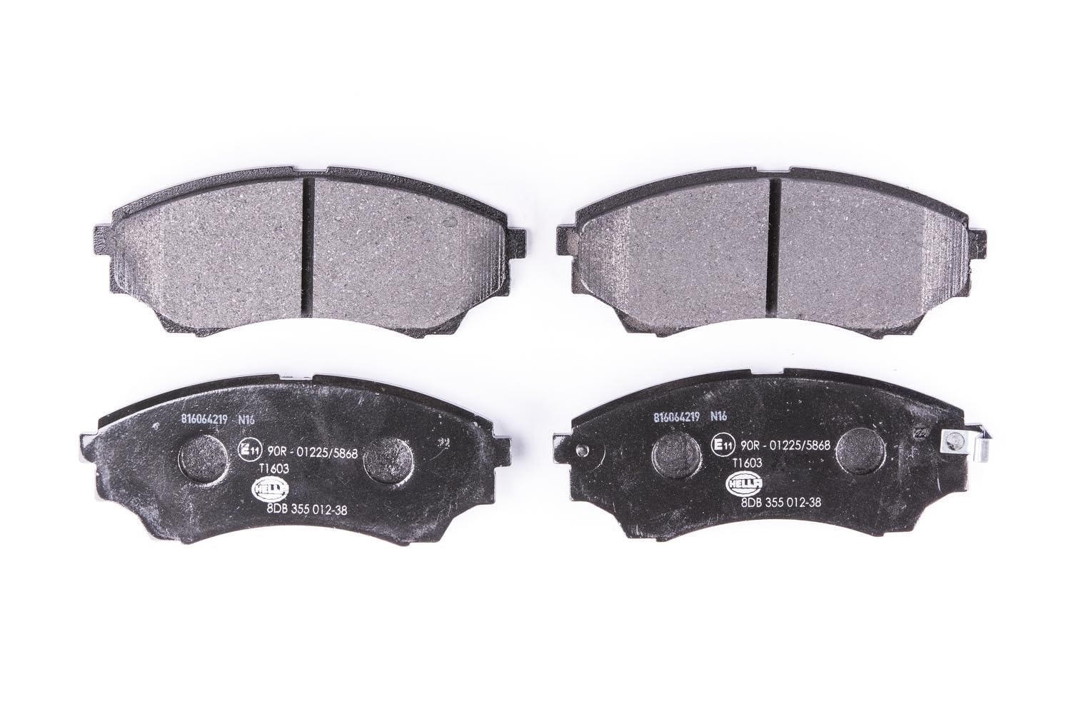 HELLA Bremsbeläge vorne - mit akustischer Verschleißwarnung - vier Bremsbeläge pro Set - T1603 - für u.a. FORD / MAZDA - 8DB 355 012-381 HELLA Bremsbeläge vorne - mit akustischer Verschleißwarnung - vier Bremsbeläge pro Set - T1603 - für u.a. FORD / MAZDA - 8DB 355 012-381 von Hella