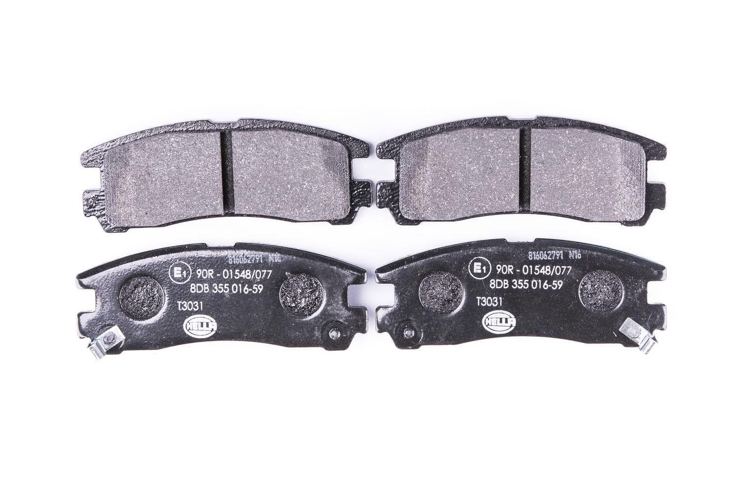 HELLA Bremsbeläge hinten - mit akustischer Verschleißwarnung - vier Bremsbeläge pro Set - T3031 - für u.a. CHRYSLER / DODGE / HYUNDAI / MITSUBISHI - 8DB 355 016-591 HELLA Bremsbeläge hinten - mit akustischer Verschleißwarnung - vier Bremsbeläge pro Set - T3031 - für u.a. CHRYSLER / DODGE / HYUNDAI / MITSUBISHI - 8DB 355 016-591 von Hella